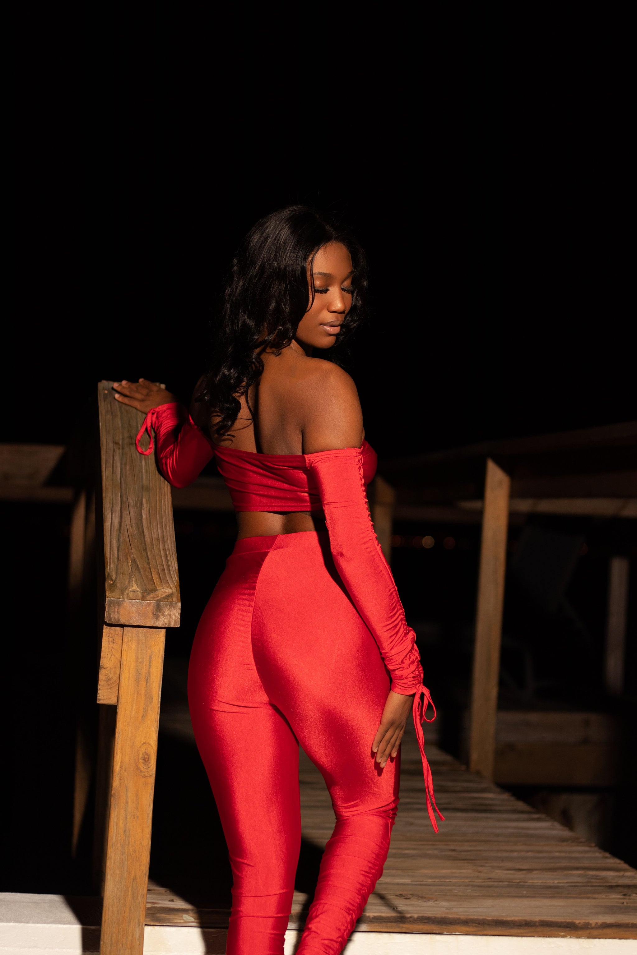 Diva Rutched Pants Set (RED)